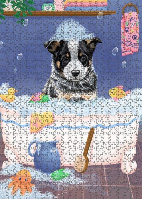 Rub A Dub Dog In A Tub Australian Cattle Dog Portrait Jigsaw Puzzle for Adults Animal Interlocking Puzzle Game Unique Gift for Dog Lover's with Metal Tin Box PZL206