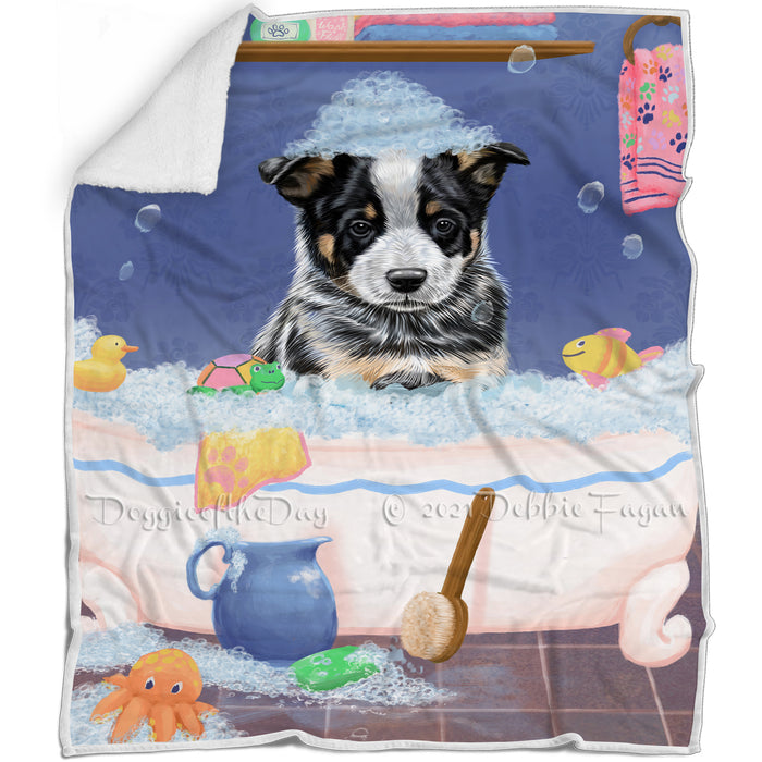 Rub A Dub Dog In A Tub Australian Cattle Dog Blanket BLNKT142990
