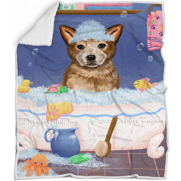 Rub A Dub Dog In A Tub Australian Cattle Dog Blanket BLNKT142991