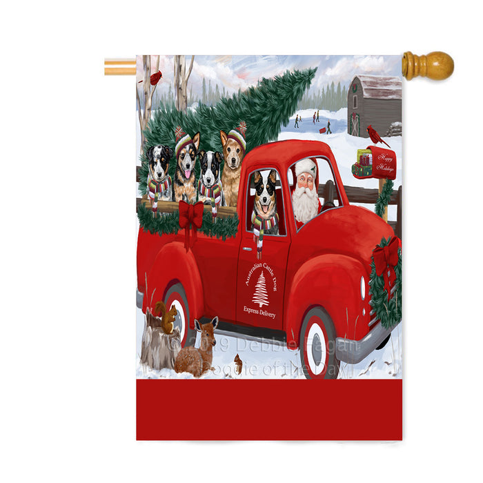Personalized Christmas Santa Red Truck Express Delivery Australian Cattle Dogs Custom House Flag FLG-DOTD-A57674