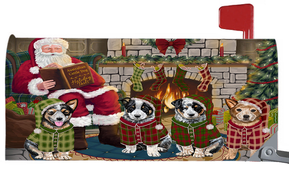 Christmas Cozy Holiday Fire Tails Australian Cattle Dogs 6.5 x 19 Inches Magnetic Mailbox Cover Post Box Cover Wraps Garden Yard Décor MBC48869