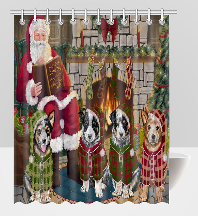 Christmas Cozy Holiday Fire Tails Australian Cattle Dogs Shower Curtain