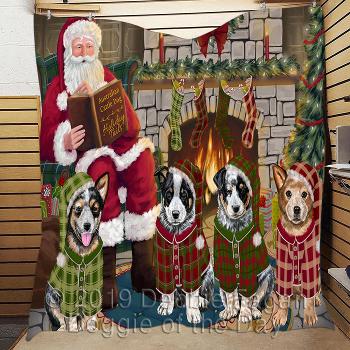 Christmas Cozy Holiday Fire Tails Australian Cattle Dogs Quilt