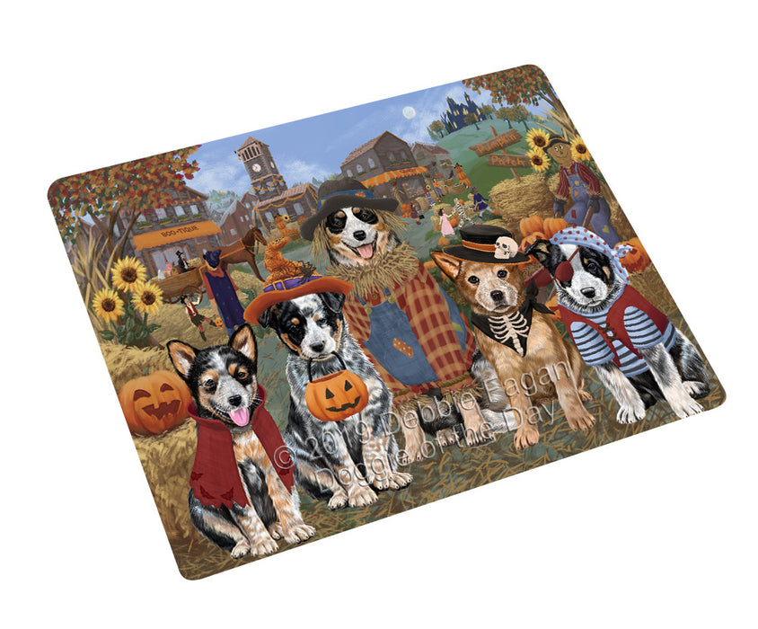 Halloween 'Round Town And Fall Pumpkin Scarecrow Both Australian Cattle Dogs Large Refrigerator / Dishwasher Magnet RMAG104208