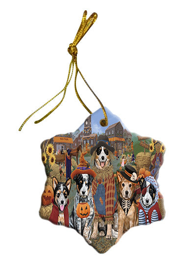 Halloween 'Round Town Australian Cattle Dogs Star Porcelain Ornament SPOR57463