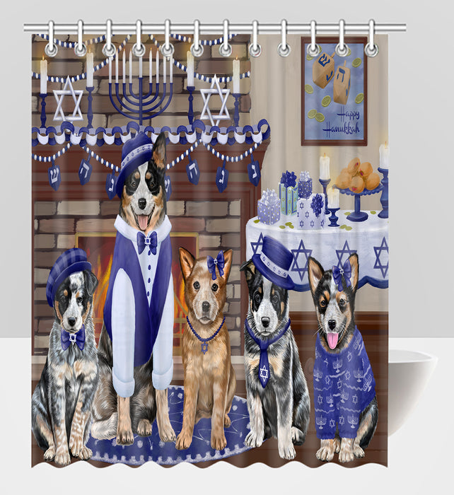 Happy Hanukkah Family Australian Cattle Dogs Shower Curtain
