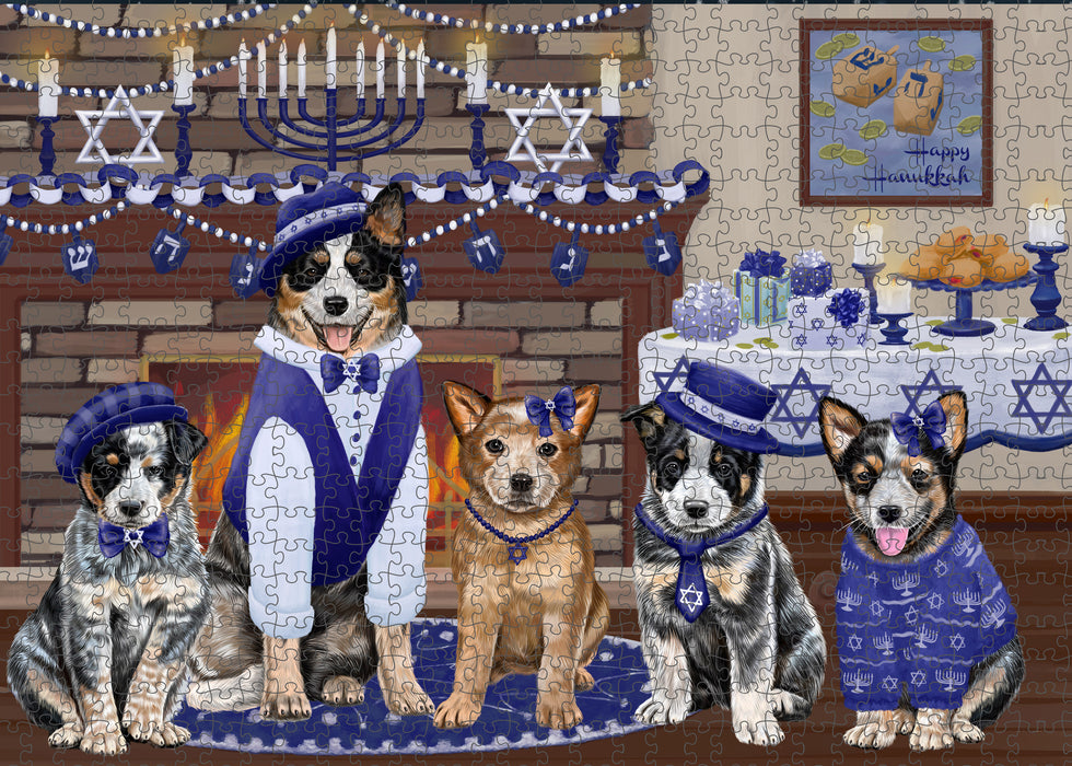 Happy Hanukkah Family and Happy Hanukkah Both Australian Cattle Dogs Puzzle with Photo Tin PUZL96648