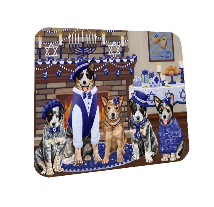 Happy Hanukkah Family Australian Cattle Dogs Coasters Set of 4 CSTA57541