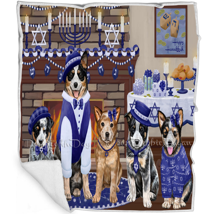 Happy Hanukkah Family and Happy Hanukkah Both Australian Cattle Dogs Blanket BLNKT140231