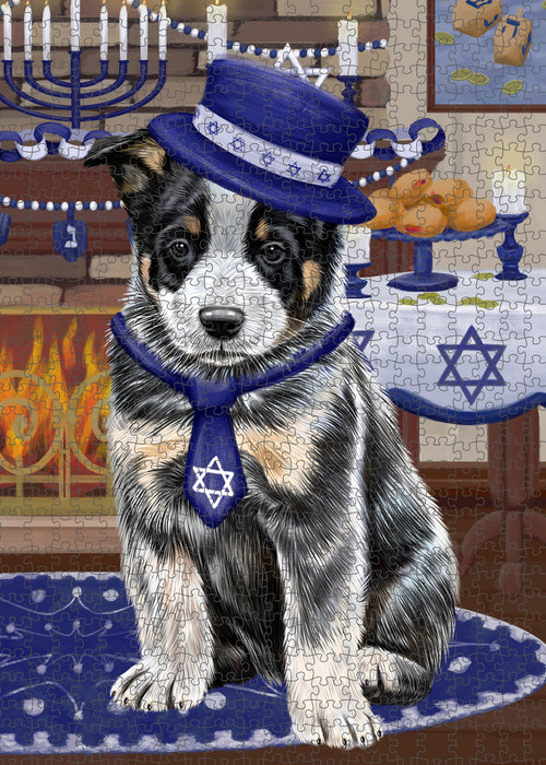 Happy Hanukkah Family and Happy Hanukkah Both Australian Cattle Dog Puzzle with Photo Tin PUZL96872