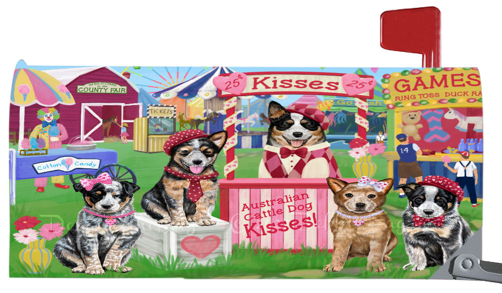 Carnival Kissing Booth Australian Cattle Dogs Magnetic Mailbox Cover Both Sides Pet Theme Printed Decorative Letter Box Wrap Case Postbox Thick Magnetic Vinyl Material