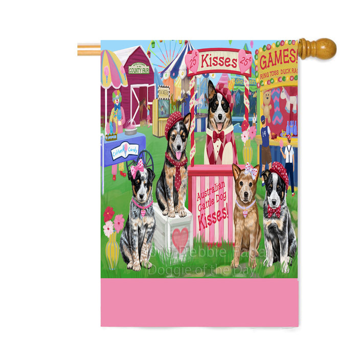 Personalized Carnival Kissing Booth Australian Cattle Dogs Custom House Flag FLG63573