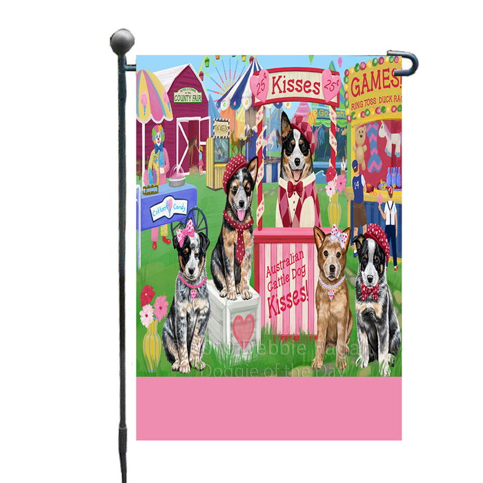 Personalized Carnival Kissing Booth Australian Cattle Dogs Custom Garden Flag GFLG64249