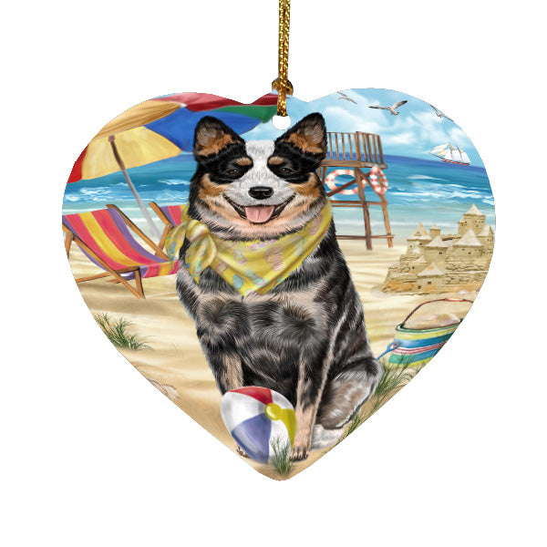 Pet Friendly Beach Australian Cattle Dog  Heart Christmas Ornament HPORA58883