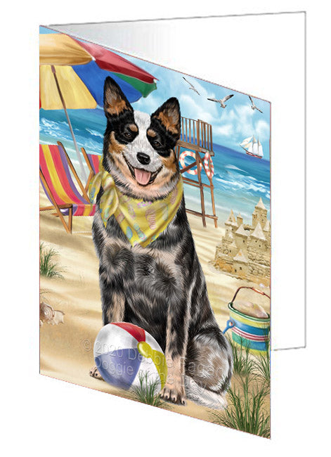 Pet Friendly Beach Australian Cattle Dog Handmade Artwork Assorted Pets Greeting Cards and Note Cards with Envelopes for All Occasions and Holiday Seasons