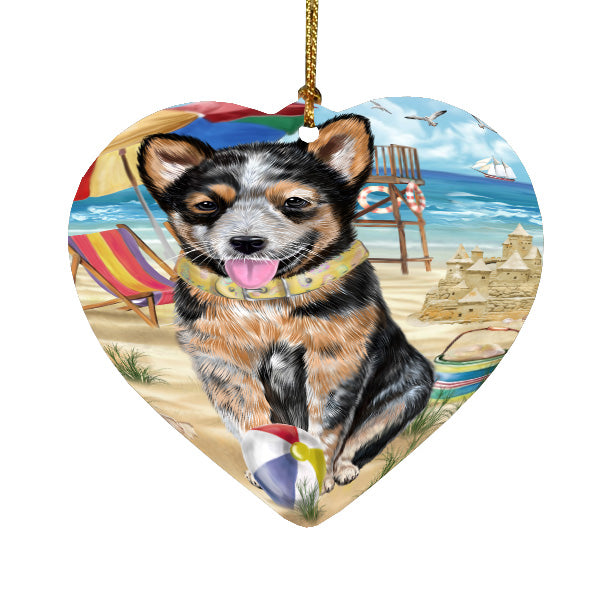 Pet Friendly Beach Australian Cattle Dog  Heart Christmas Ornament HPORA58884