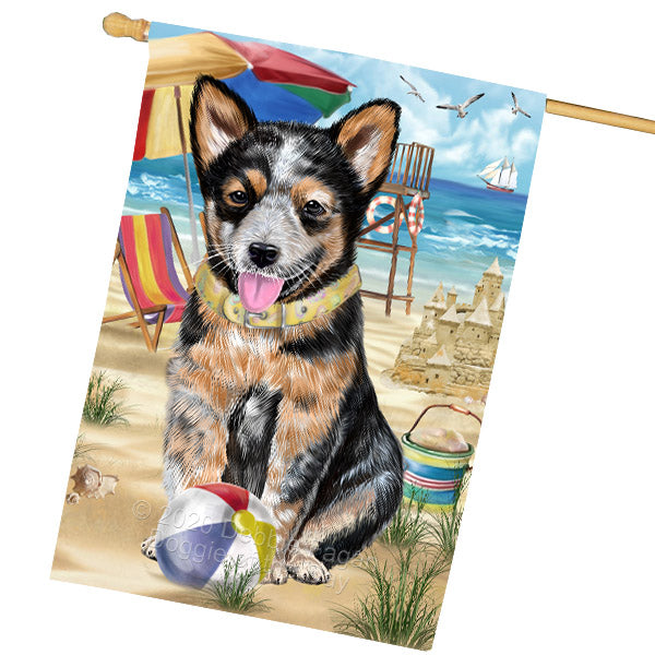 Pet Friendly Beach Australian Cattle Dog House Flag Outdoor Decorative Double Sided Pet Portrait Weather Resistant Premium Quality Animal Printed Home Decorative Flags 100% Polyester FLG68893