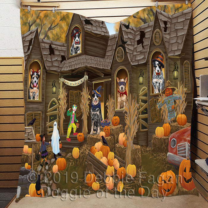 Haunted House Halloween Trick or Treat Australian Cattle Dogs Quilt
