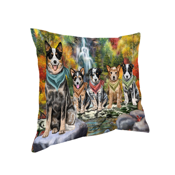 Scenic Waterfall Australian Cattle Dogs Pillow with Top Quality High-Resolution Images - Ultra Soft Pet Pillows for Sleeping - Reversible & Comfort - Ideal Gift for Dog Lover - Cushion for Sofa Couch Bed - 100% Polyester