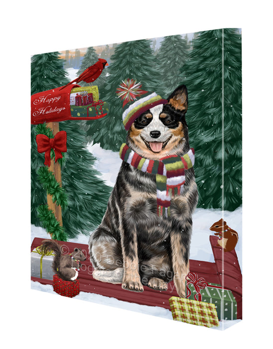 Christmas Woodland Sled Australian Cattle Dog Canvas Wall Art - Premium Quality Ready to Hang Room Decor Wall Art Canvas - Unique Animal Printed Digital Painting for Decoration CVS553