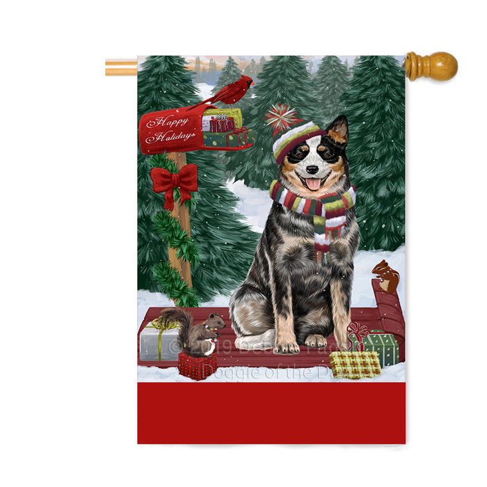 Personalized Merry Christmas Woodland Sled Australian Cattle Dog Custom House Flag FLG-DOTD-A61531