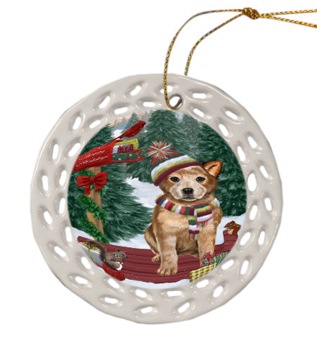 Christmas Woodland Sled Australian Cattle Dog Doily Ornament DPOR59024