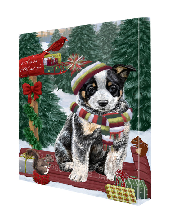 Christmas Woodland Sled Australian Cattle Dog Canvas Wall Art - Premium Quality Ready to Hang Room Decor Wall Art Canvas - Unique Animal Printed Digital Painting for Decoration CVS555
