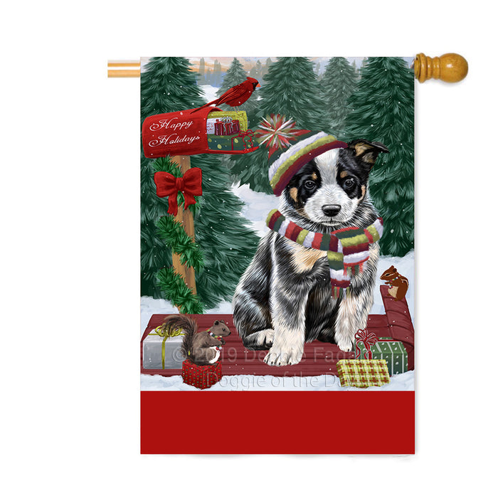 Personalized Merry Christmas Woodland Sled Australian Cattle Dog Custom House Flag FLG-DOTD-A61533