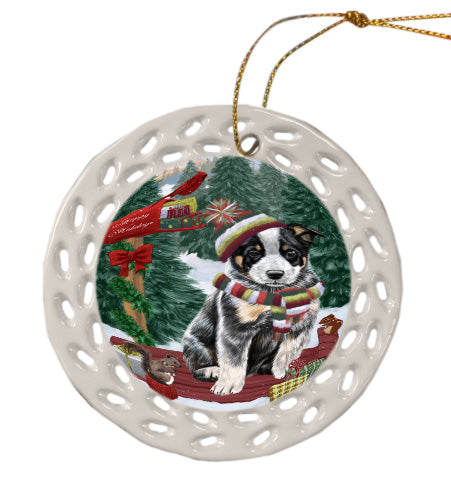 Christmas Woodland Sled Australian Cattle Dog Doily Ornament DPOR59025