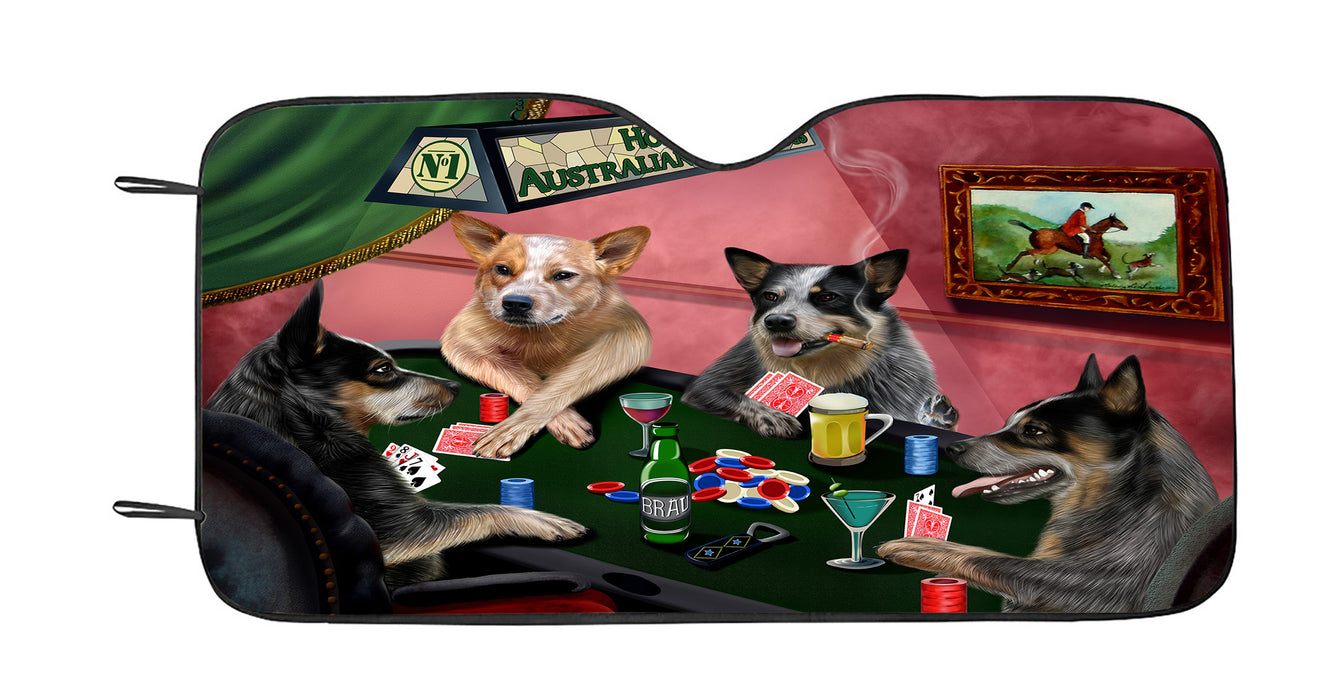 Home of  Australian Cattle Dogs Playing Poker Car Sun Shade