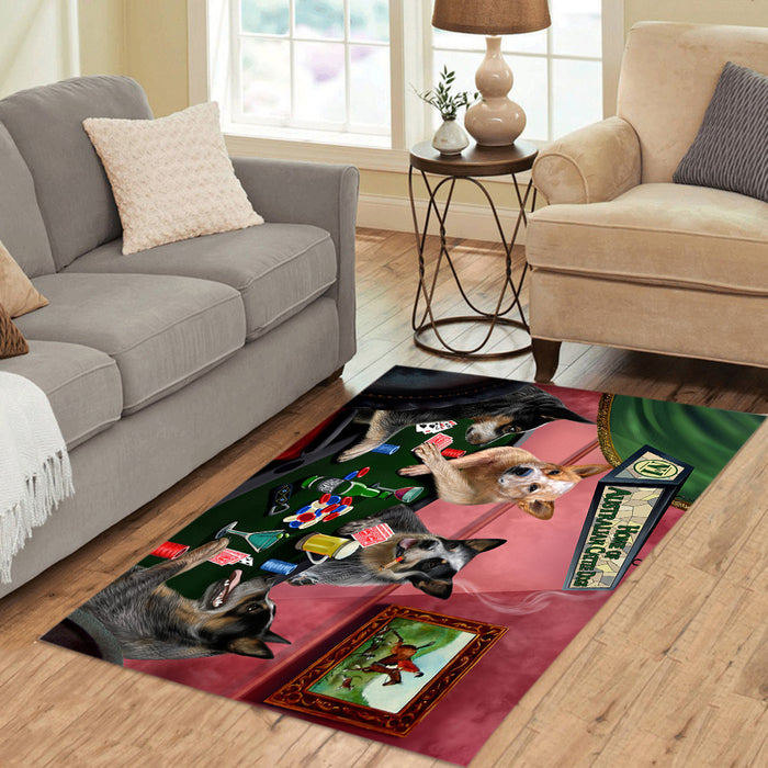 Home of  Australian Cattle Dogs Playing Poker Area Rug