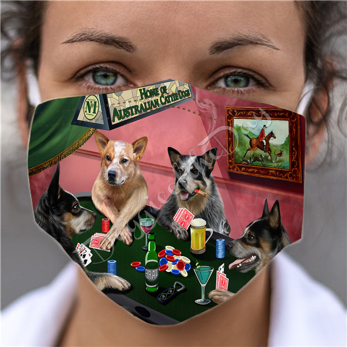 Home of Australian Cattle Dogs Playing Poker Face Mask FM49759