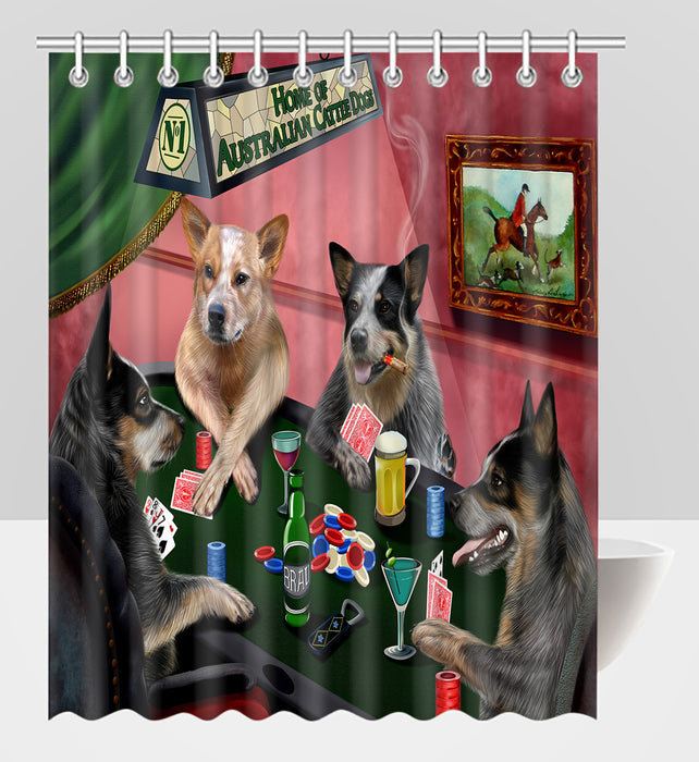 Home of  Australian Cattle Dogs Playing Poker Shower Curtain