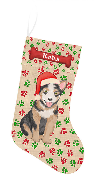 Pet Name Personalized Christmas Paw Print Australian Cattle Dogs Stocking