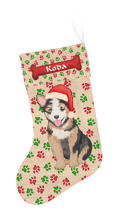 Pet Name Personalized Christmas Paw Print Australian Cattle Dogs Stocking