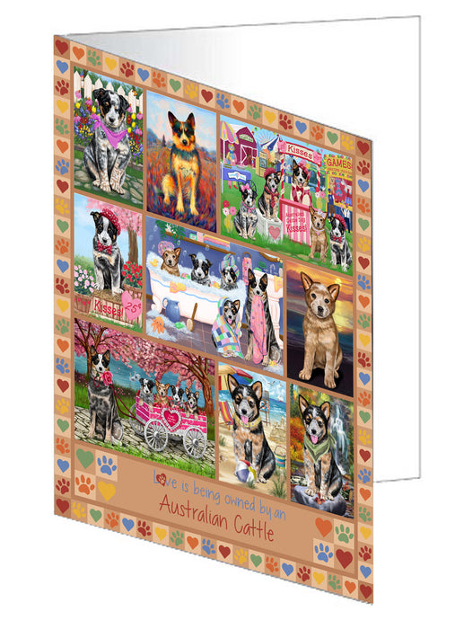 Love is Being Owned Australian Cattle Dog Beige Handmade Artwork Assorted Pets Greeting Cards and Note Cards with Envelopes for All Occasions and Holiday Seasons GCD77156
