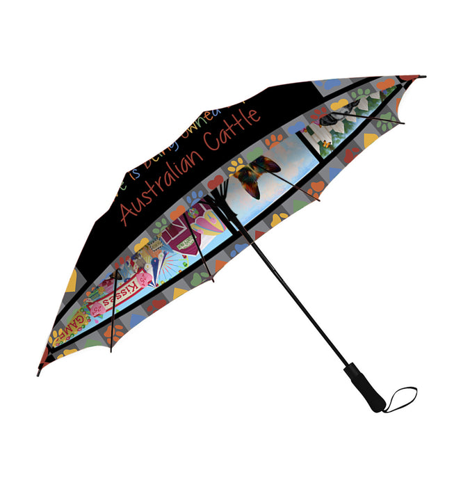 Love is Being Owned Australian Cattle Dog Grey Semi-Automatic Foldable Umbrella