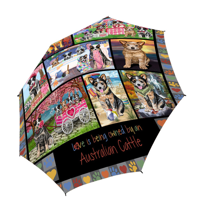 Love is Being Owned Australian Cattle Dog Grey Semi-Automatic Foldable Umbrella