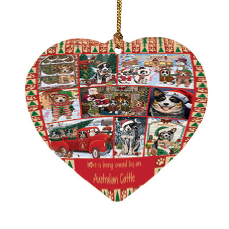 Love is Being Owned Christmas Australian Cattle Dogs Heart Christmas Ornament HPOR57819