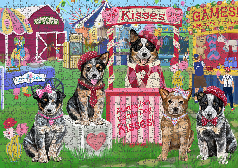 Carnival Kissing Booth Australian Cattle Dogs Puzzle with Photo Tin PUZL91304