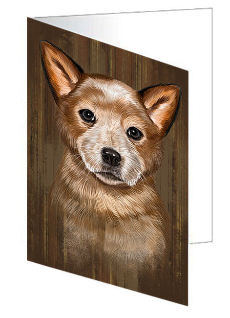 Rustic Australian Cattle Dog Handmade Artwork Assorted Pets Greeting Cards and Note Cards with Envelopes for All Occasions and Holiday Seasons GCD54953