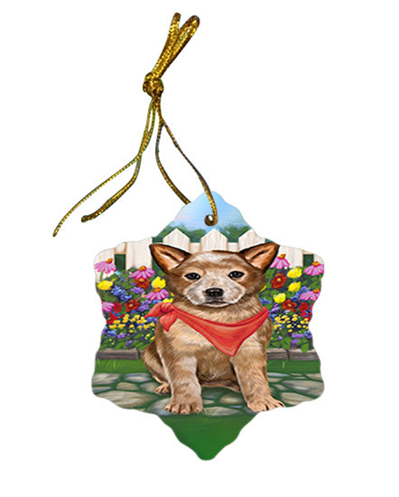 Spring Floral Australian Cattle Dog Star Porcelain Ornament SPOR49758