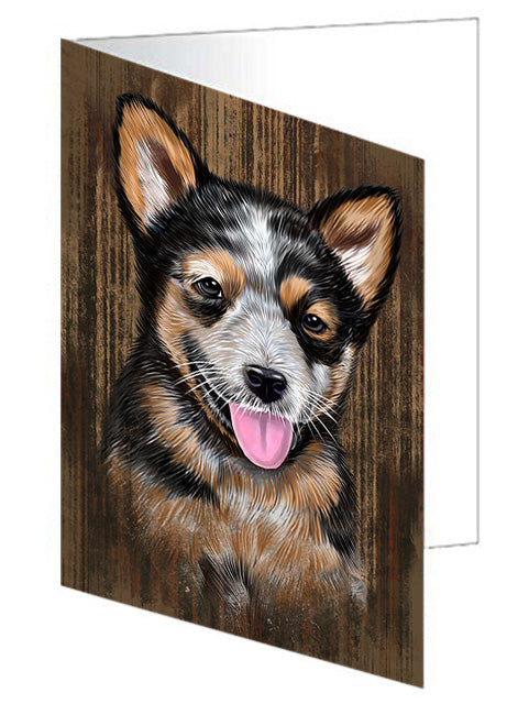 Rustic Australian Cattle Dog Handmade Artwork Assorted Pets Greeting Cards and Note Cards with Envelopes for All Occasions and Holiday Seasons GCD54956