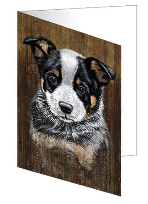 Rustic Australian Cattle Dog Handmade Artwork Assorted Pets Greeting Cards and Note Cards with Envelopes for All Occasions and Holiday Seasons GCD54959