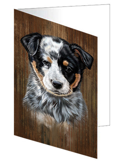 Rustic Australian Cattle Dog Handmade Artwork Assorted Pets Greeting Cards and Note Cards with Envelopes for All Occasions and Holiday Seasons GCD54962