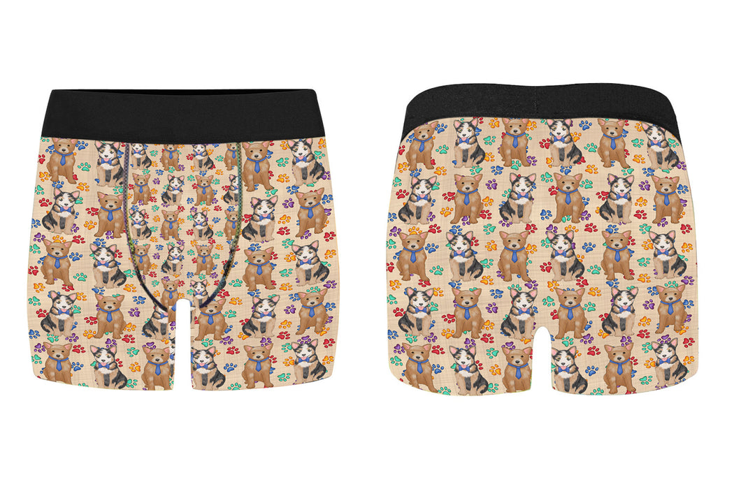 Rainbow Paw Print Australian Cattle Dogs Blue Men's Classic Boxer Briefs