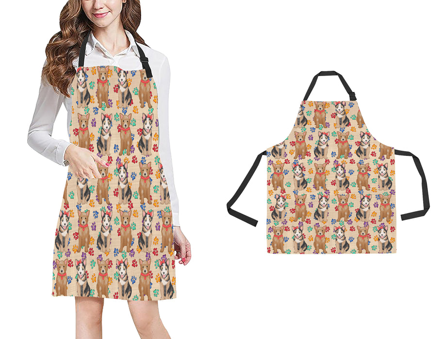 Rainbow Paw Print Australian Cattle Dogs Red All Over Print Adjustable Apron