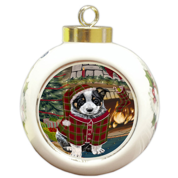 The Stocking was Hung Australian Cattle Dog Round Ball Christmas Ornament RBPOR55528
