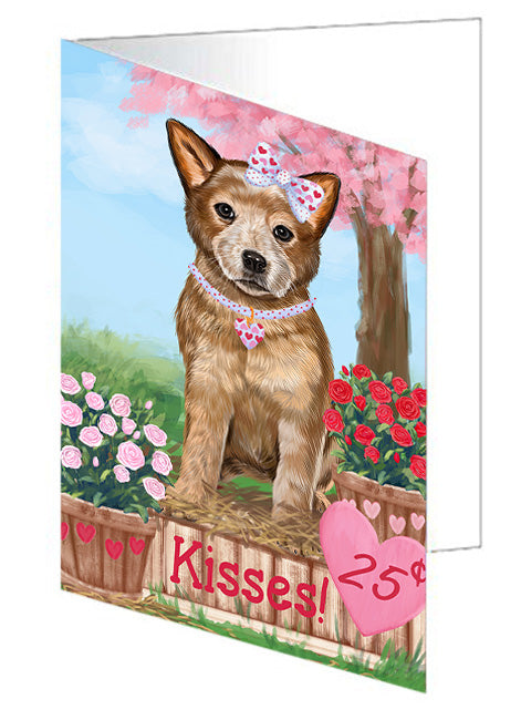 Rosie 25 Cent Kisses Australian Cattle Dog Handmade Artwork Assorted Pets Greeting Cards and Note Cards with Envelopes for All Occasions and Holiday Seasons GCD71906