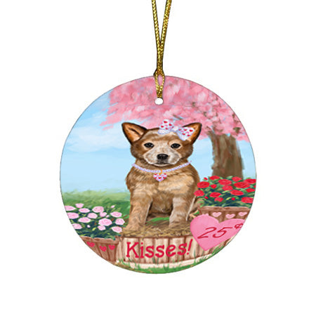 Rosie 25 Cent Kisses Australian Cattle Dog Round Flat Christmas Ornament RFPOR56153